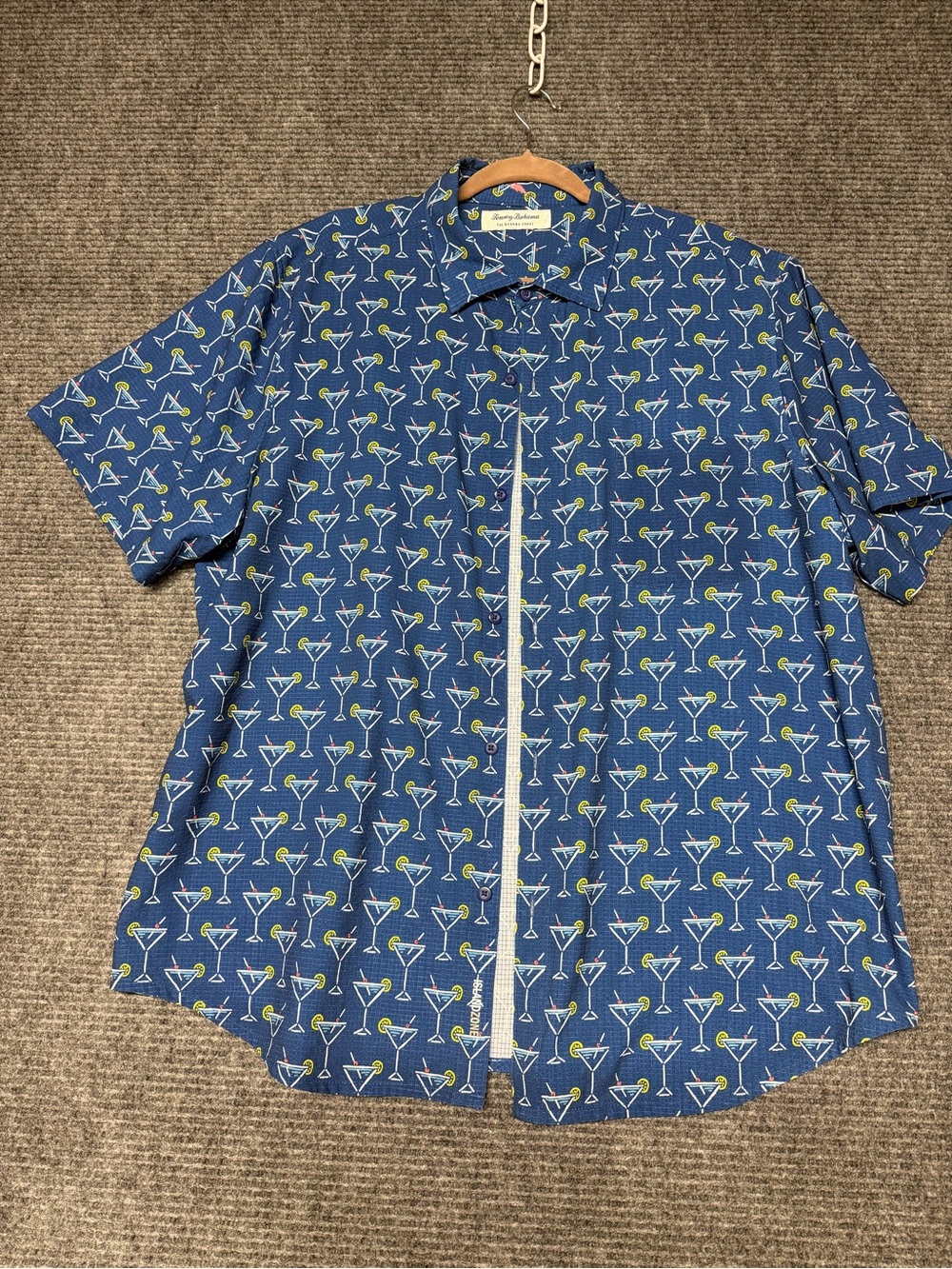 Tommy Bahama Blue Martini Print Short-Sleeve Button-Down Shirt xl